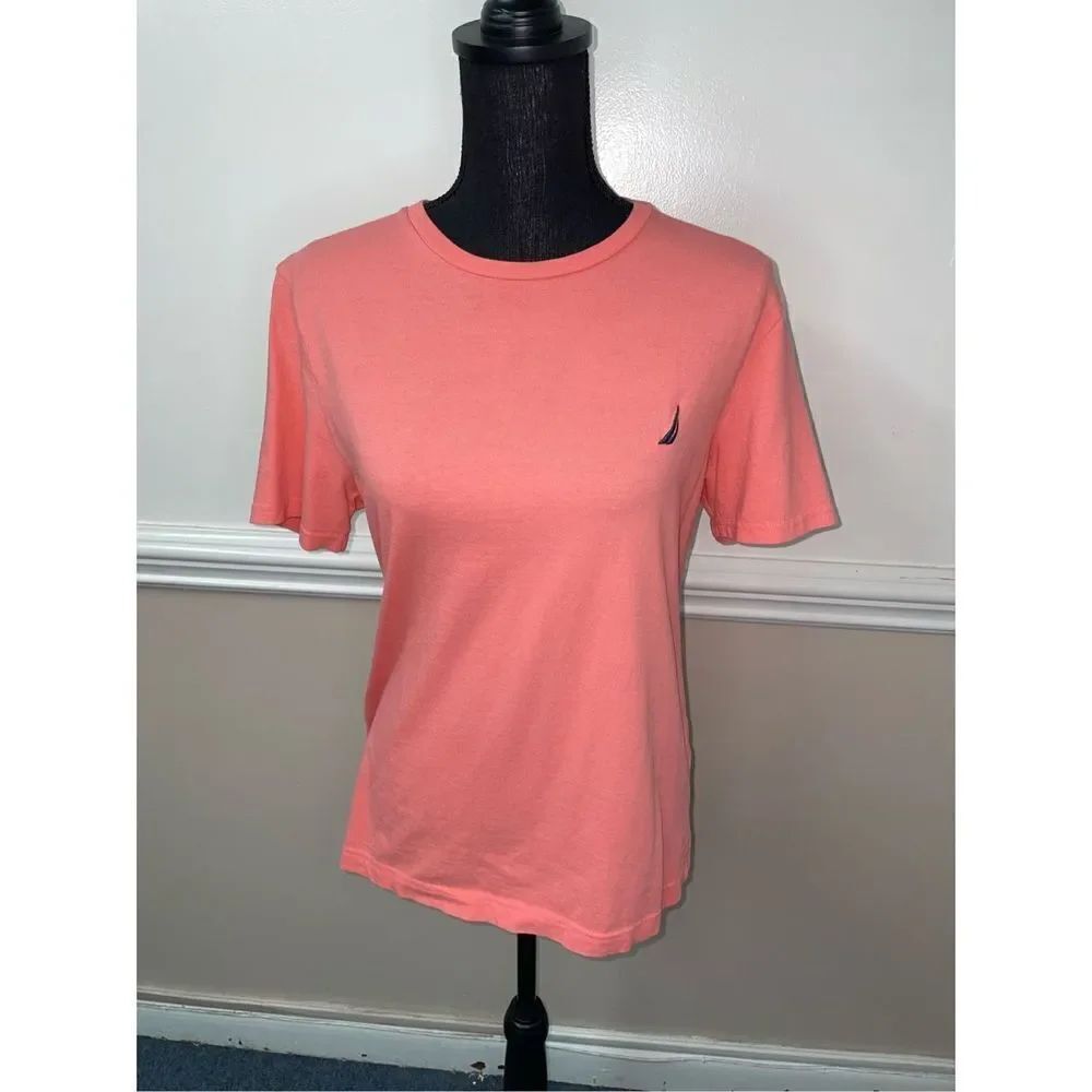 Nautica Crewneck Men’s Short Sleeve Peach Tee Shirt Size Small